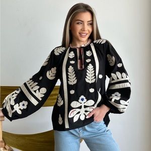 Ukrainian Vyshyvanka Embroidered Blouse (size L) - handmade + never worn!